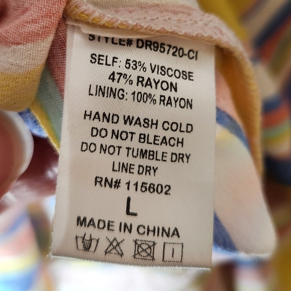 Lush size large colorful stripped spaghetti strap midi dress with tie front - Picture 6 of 6